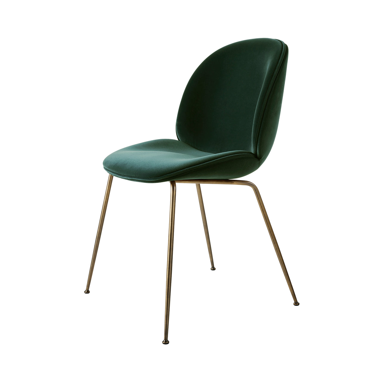 Beetle Dining Chair: Conic Base + Fully Upholstered + Antique Brass + Tempo 13
