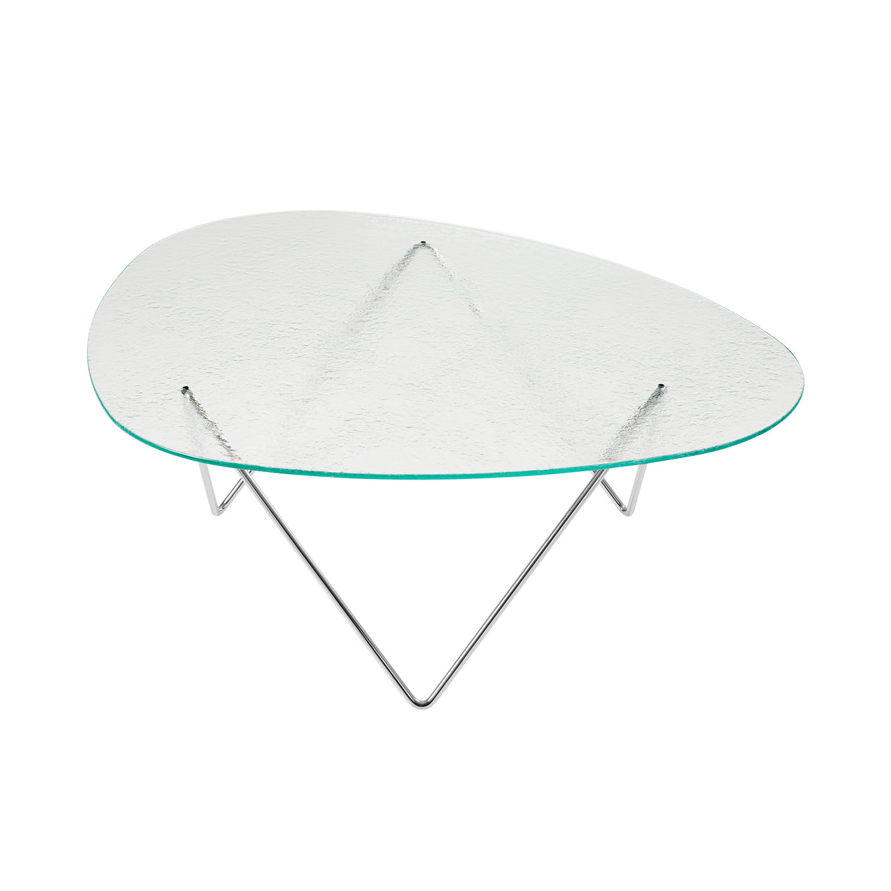 Pedrera Coffee Table: Transparent Structured Glass + Chrome