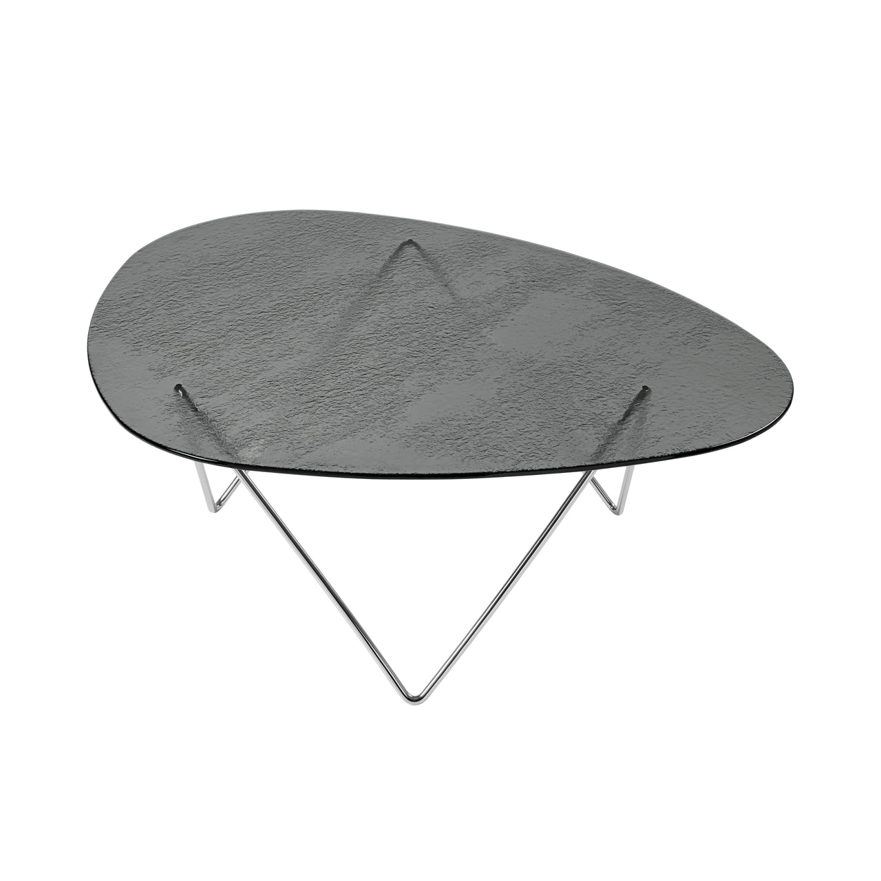 Pedrera Coffee Table: Smoke Structured Glass + Chrome