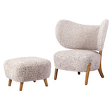 Tmbo Lounge Chair with Pouf: Natural Oiled Oak + Sheepskin Moonlight