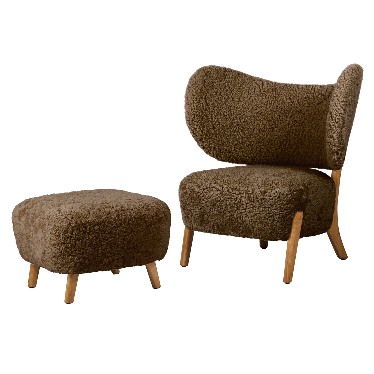 Tmbo Lounge Chair with Pouf: Natural Oiled Oak