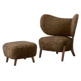 Tmbo Lounge Chair with Pouf: Walnut + Sheepskin Sahara
