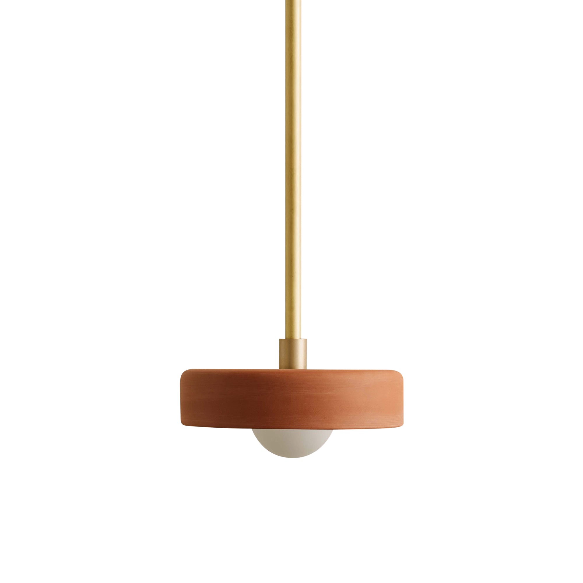 Ceramic Disc Pendant: Outdoor + Brass + Terracotta