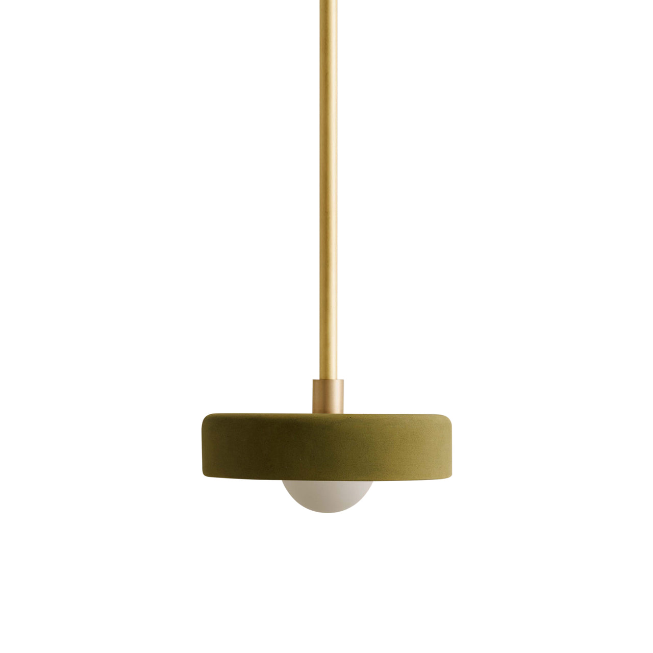 Ceramic Disc Pendant: Outdoor + Brass + Green Clay