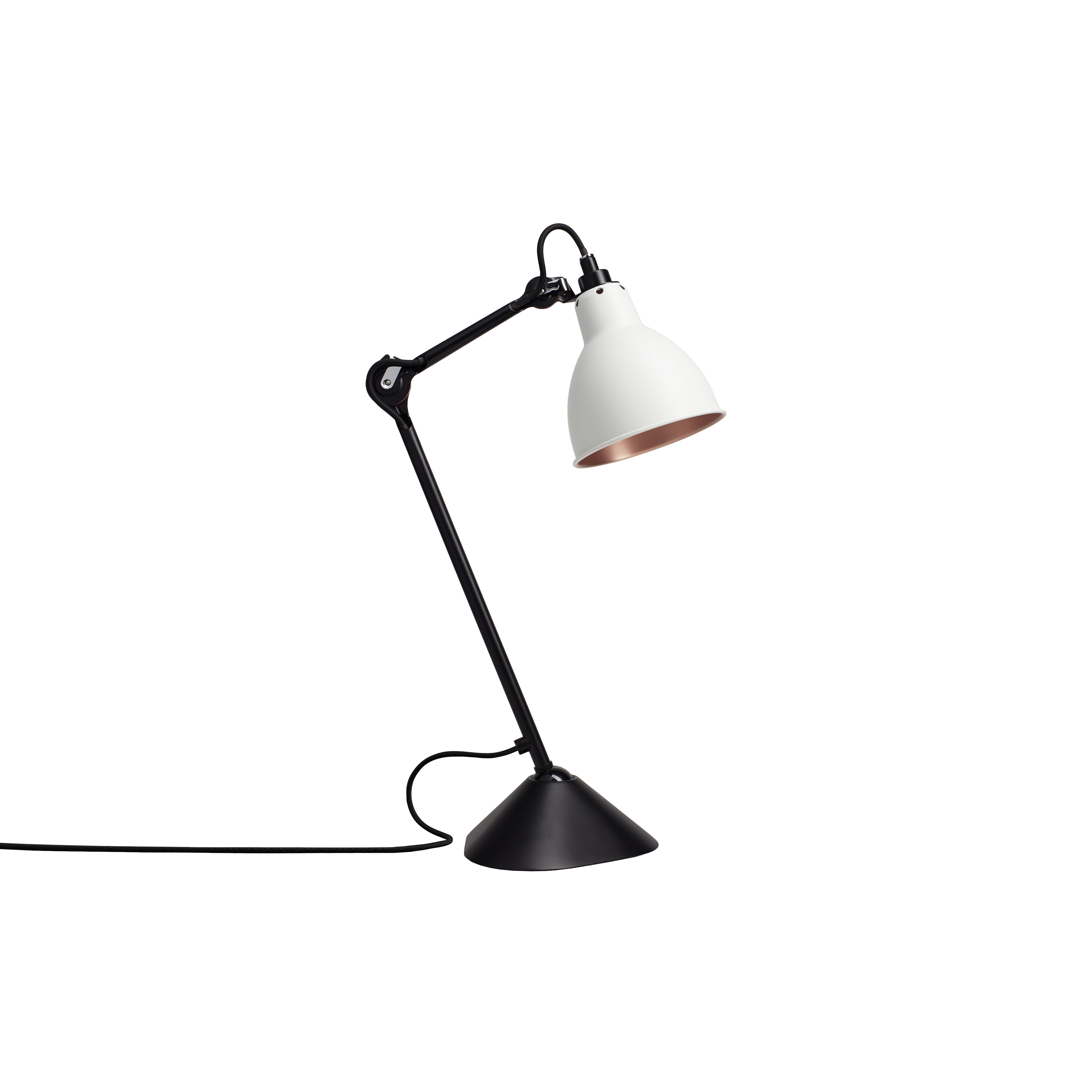 Lampe Gras N°205 Lamp: White + Copper + Round