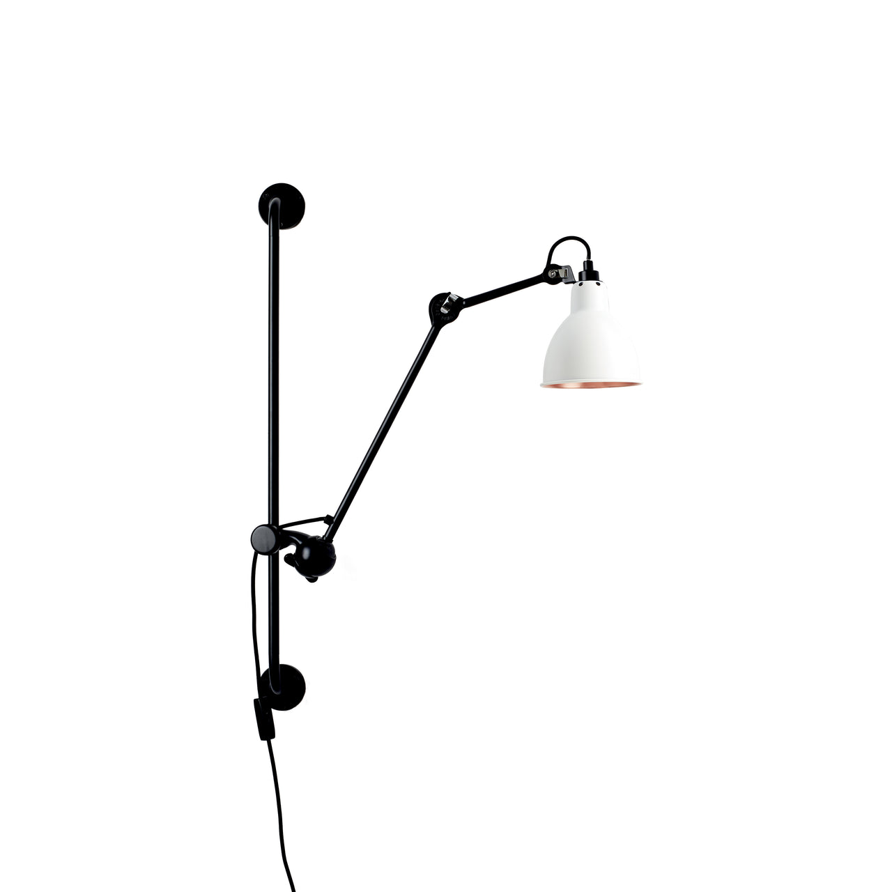 Lampe Gras N°210 Lamp: White + Copper + Round