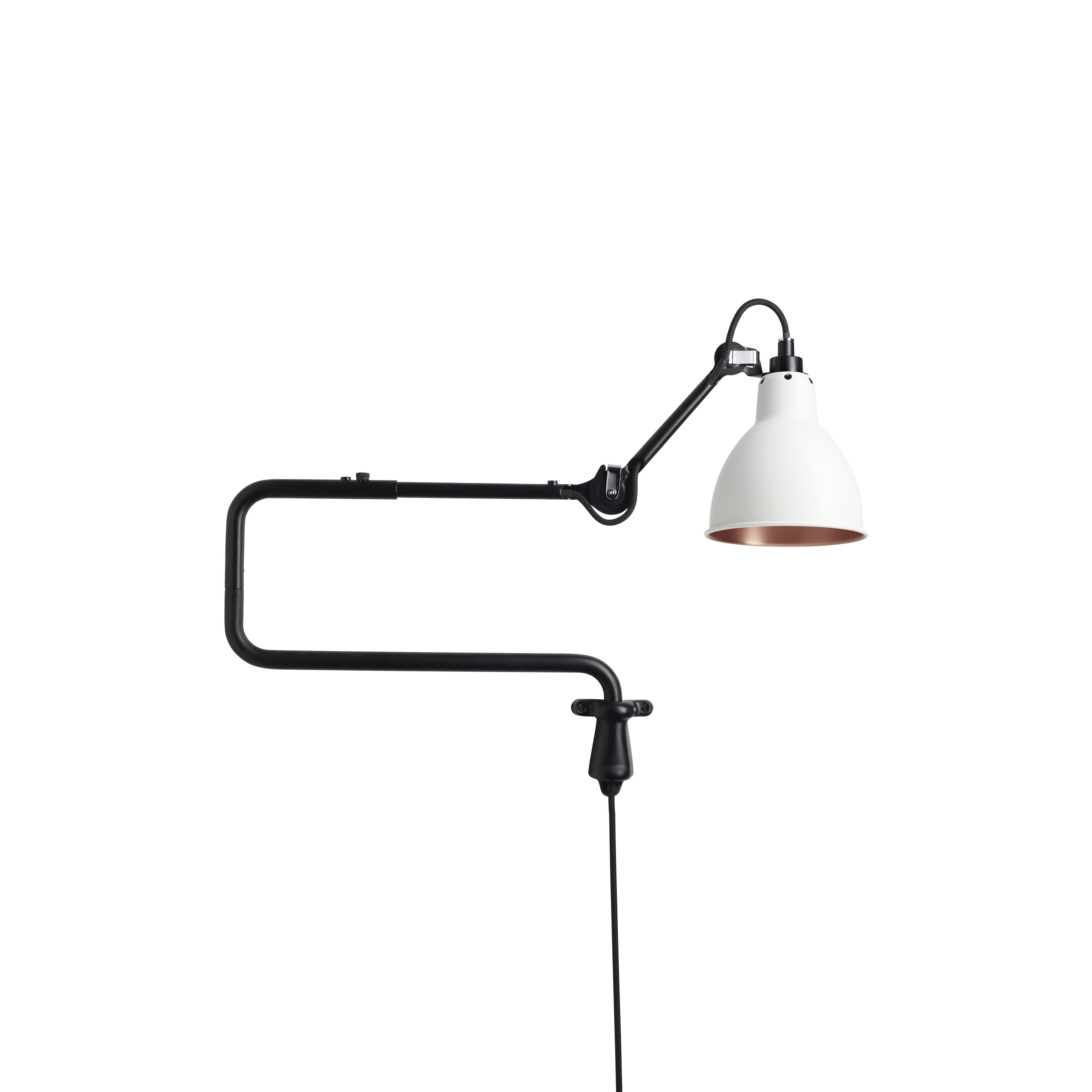 Lampe Gras N°303 Lamp: White + Copper + Round