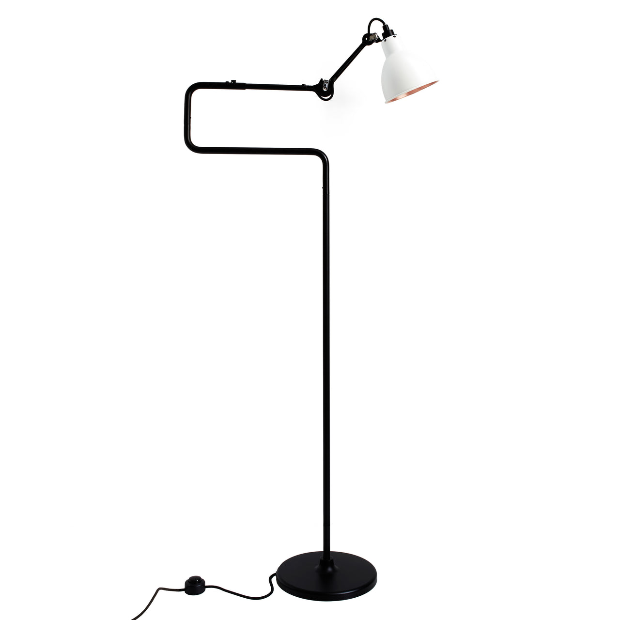 Lampe Gras N°411 Lamp: White + Copper + Round