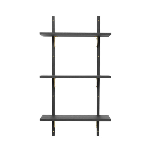 Sector Shelf: Triple + Narrow + Black Ash + Brass
