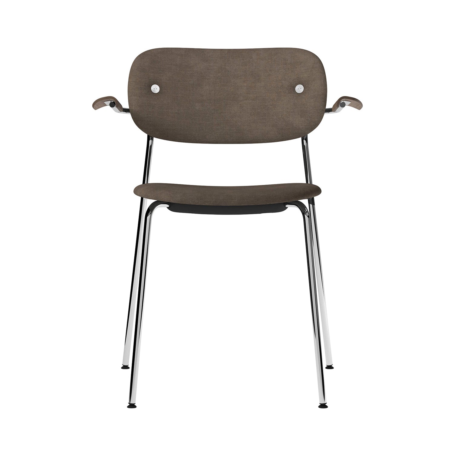 Co Chair with Armrests: Fully Upholstered + Chrome + Dark Stained Oak 