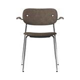 Co Chair with Armrests: Fully Upholstered + Chrome + Dark Stained Oak + Remix 233