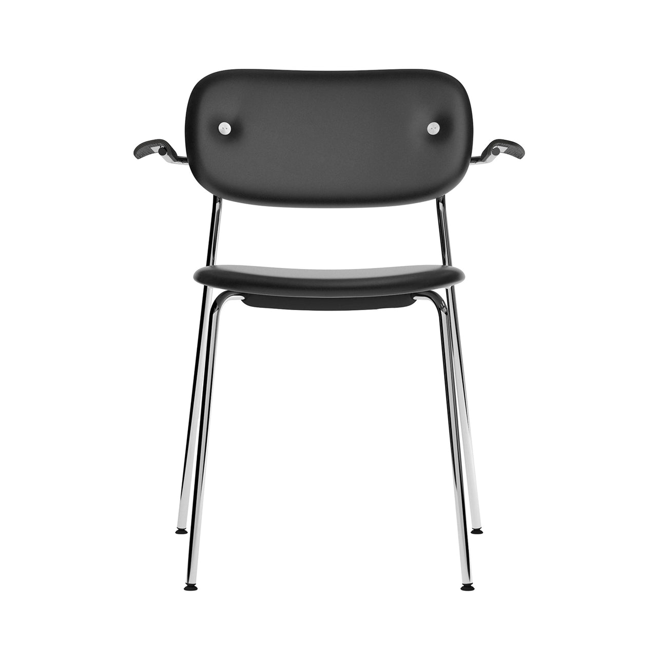Co Chair with Armrests: Fully Upholstered + Chrome + Black Oak 