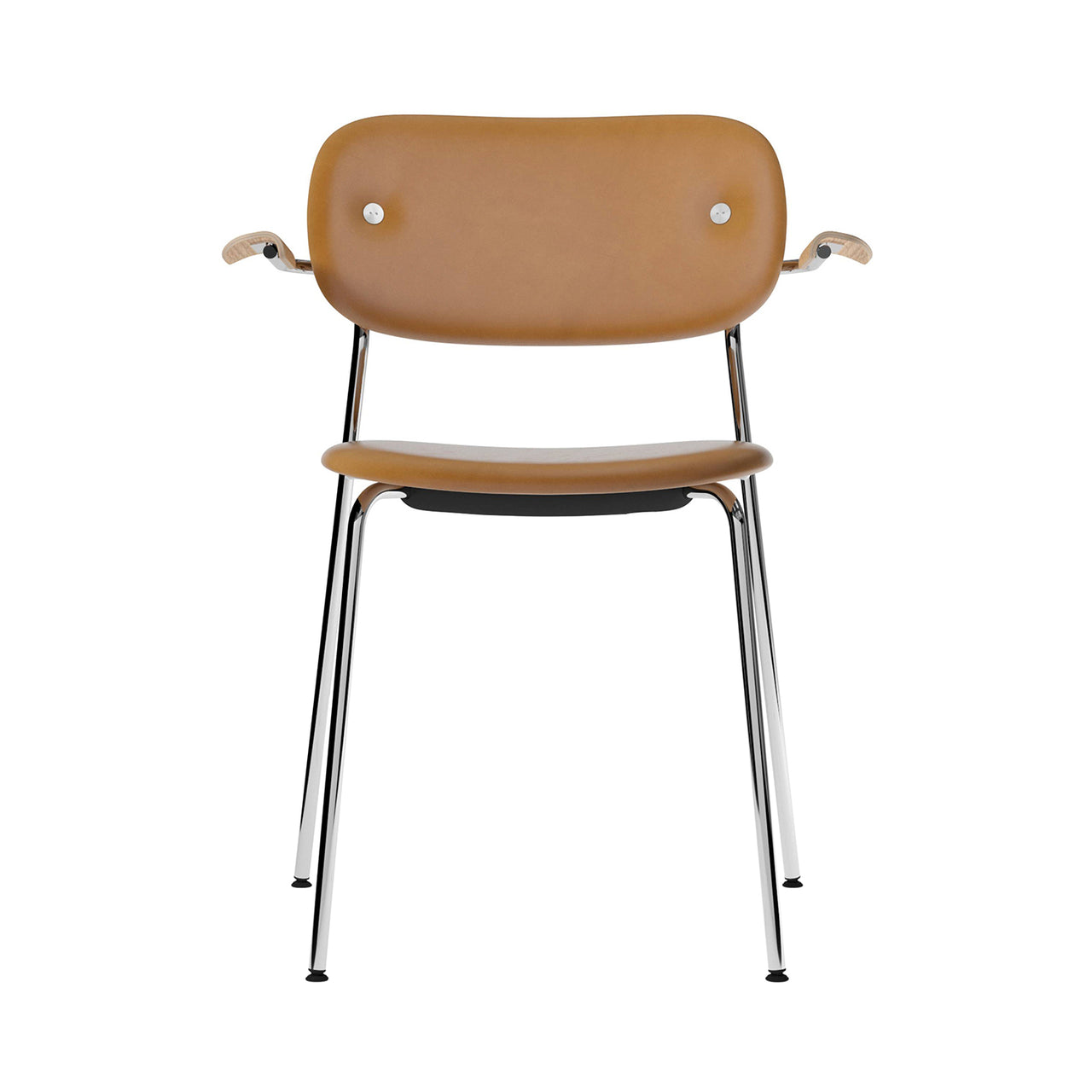 Co Chair with Armrests: Fully Upholstered + Chrome + Natural Oak 