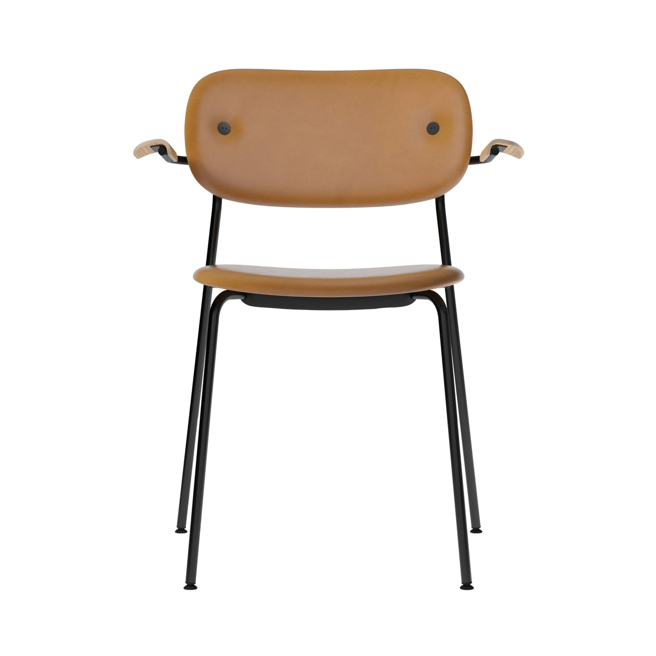 Co Chair with Armrests: Fully Upholstered + Black + Natural Oak + Dakar 0250
