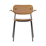 Co Chair with Armrests: Fully Upholstered + Black + Natural Oak 