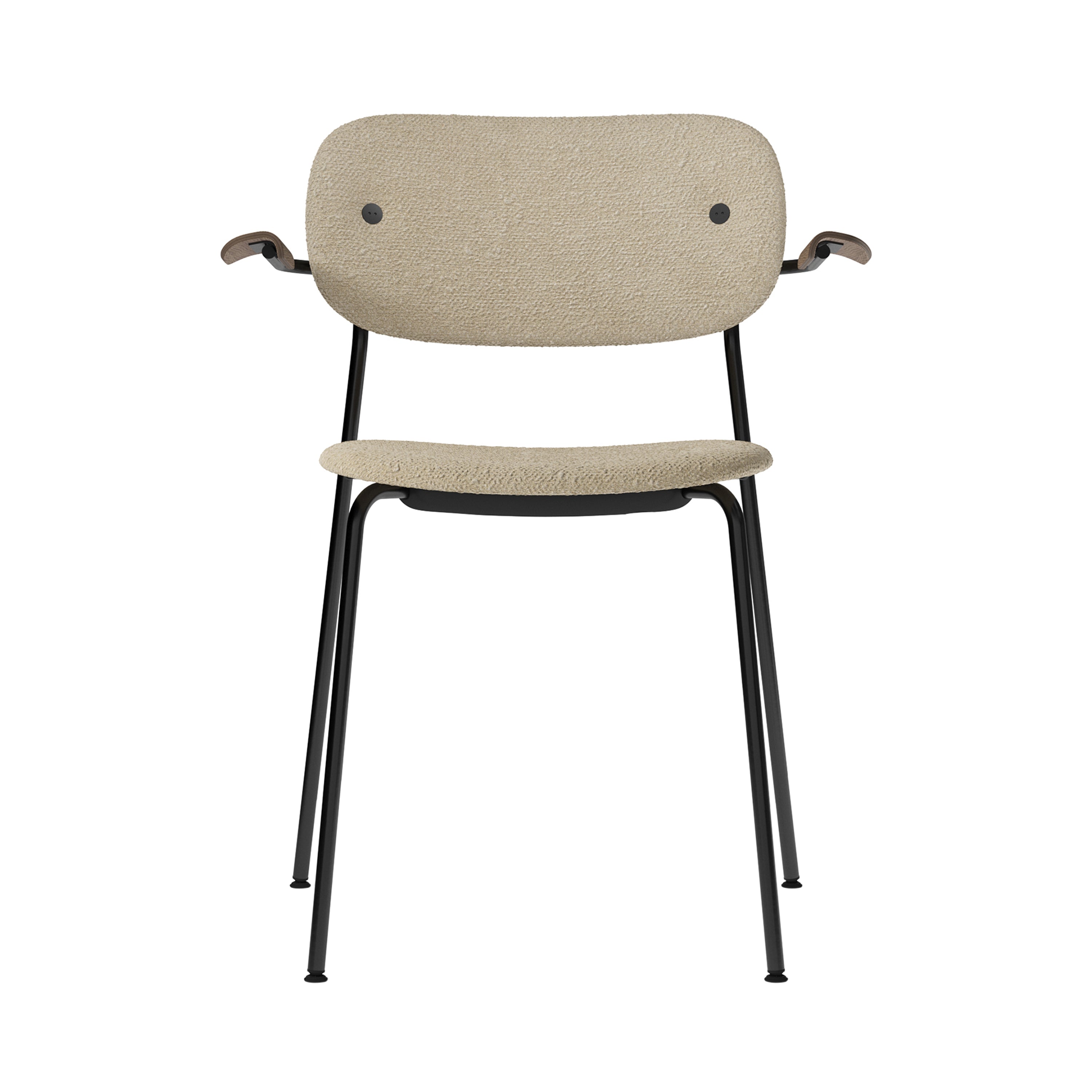 Co Chair with Armrests: Fully Upholstered + Black + Dark Stained Oak + Boucle 02