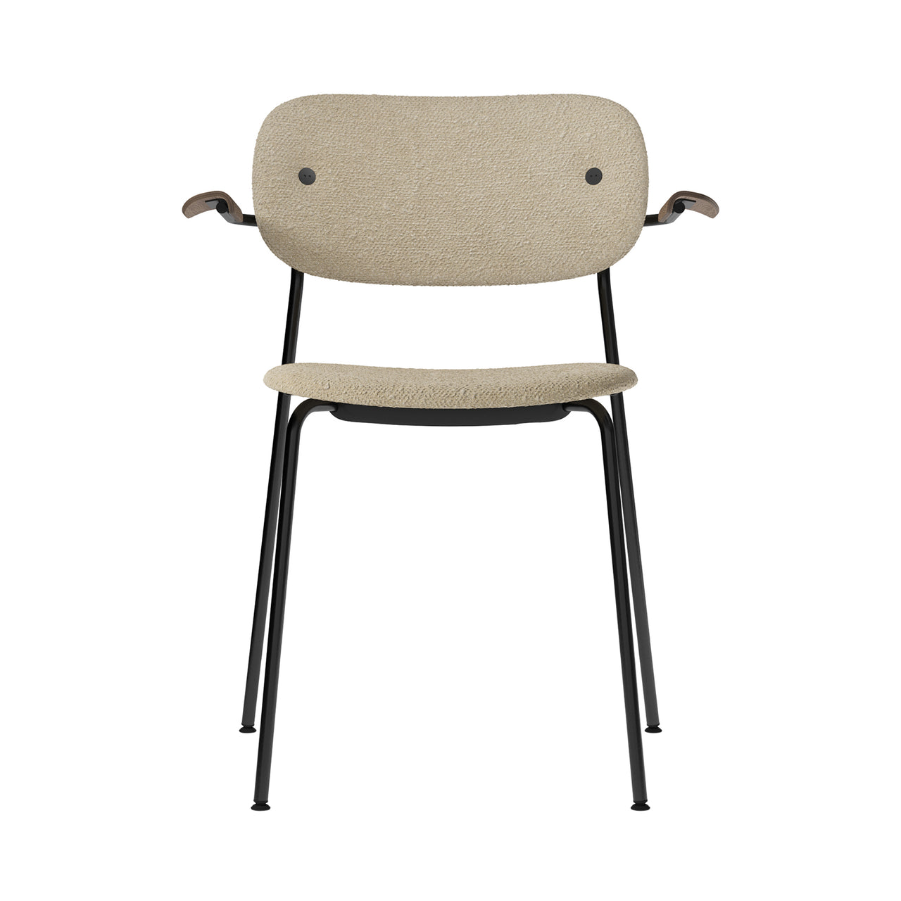 Co Chair with Armrests: Fully Upholstered + Black + Dark Stained Oak + Boucle 02
