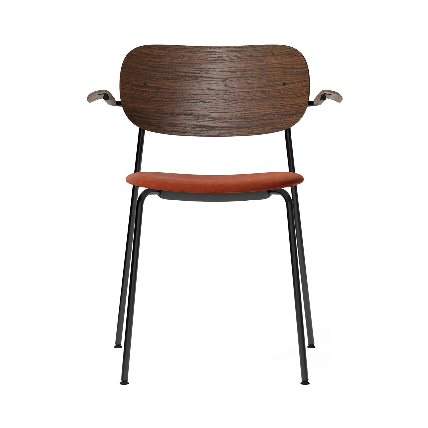 Co Chair with Armrests: Seat Upholstered + Dark Stained Oak + Black