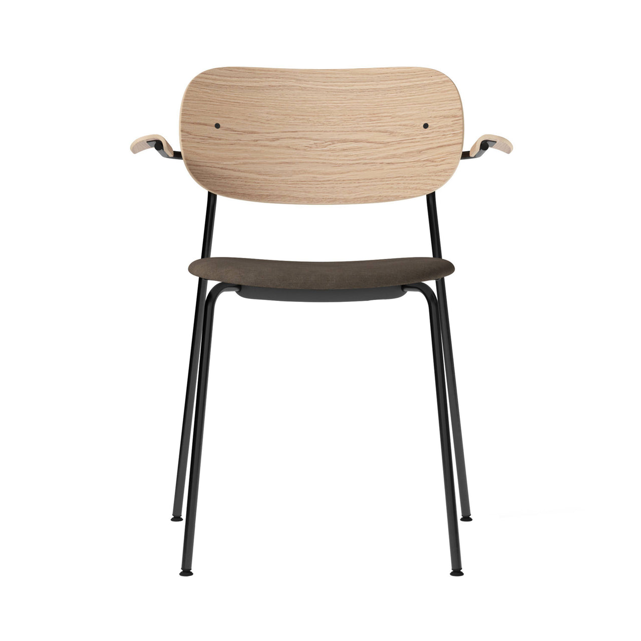 Co Chair with Armrests: Seat Upholstered + Natural Oak + Black + Remix 2 0233