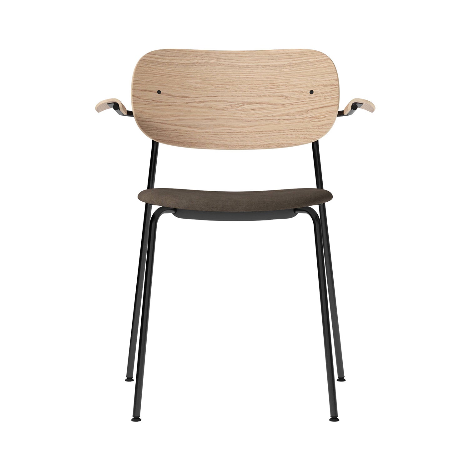 Co Chair with Armrests: Seat Upholstered + Natural Oak + Black 