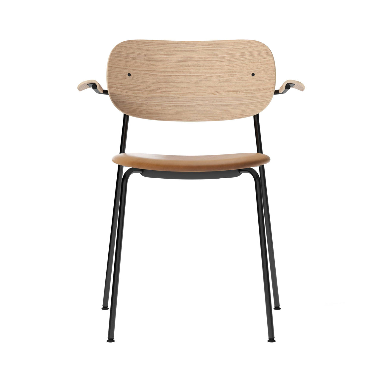 Co Chair with Armrests: Seat Upholstered + Natural Oak + Black + Dakar 0250
