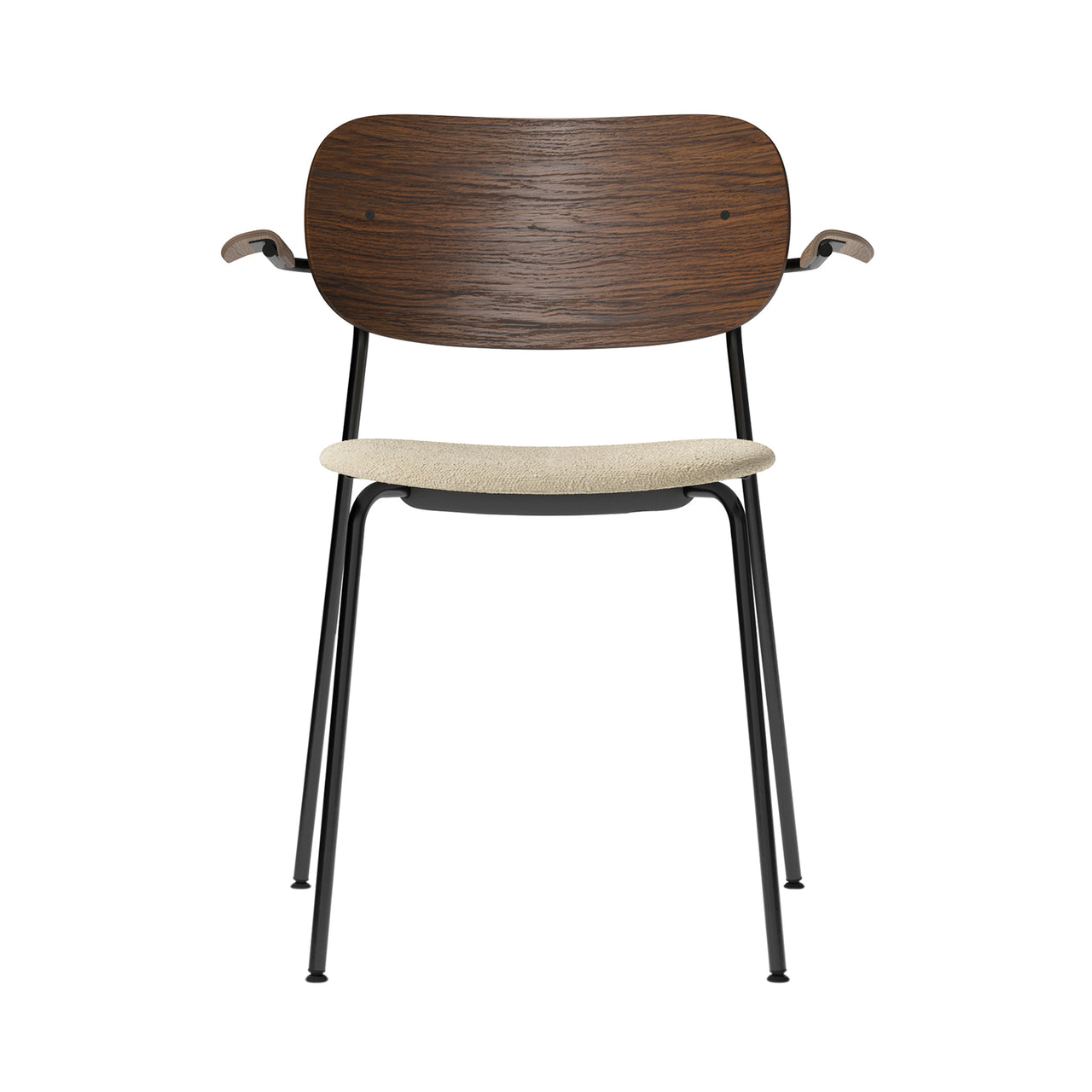 Co Chair with Armrests: Seat Upholstered + Dark Stained Oak + Black