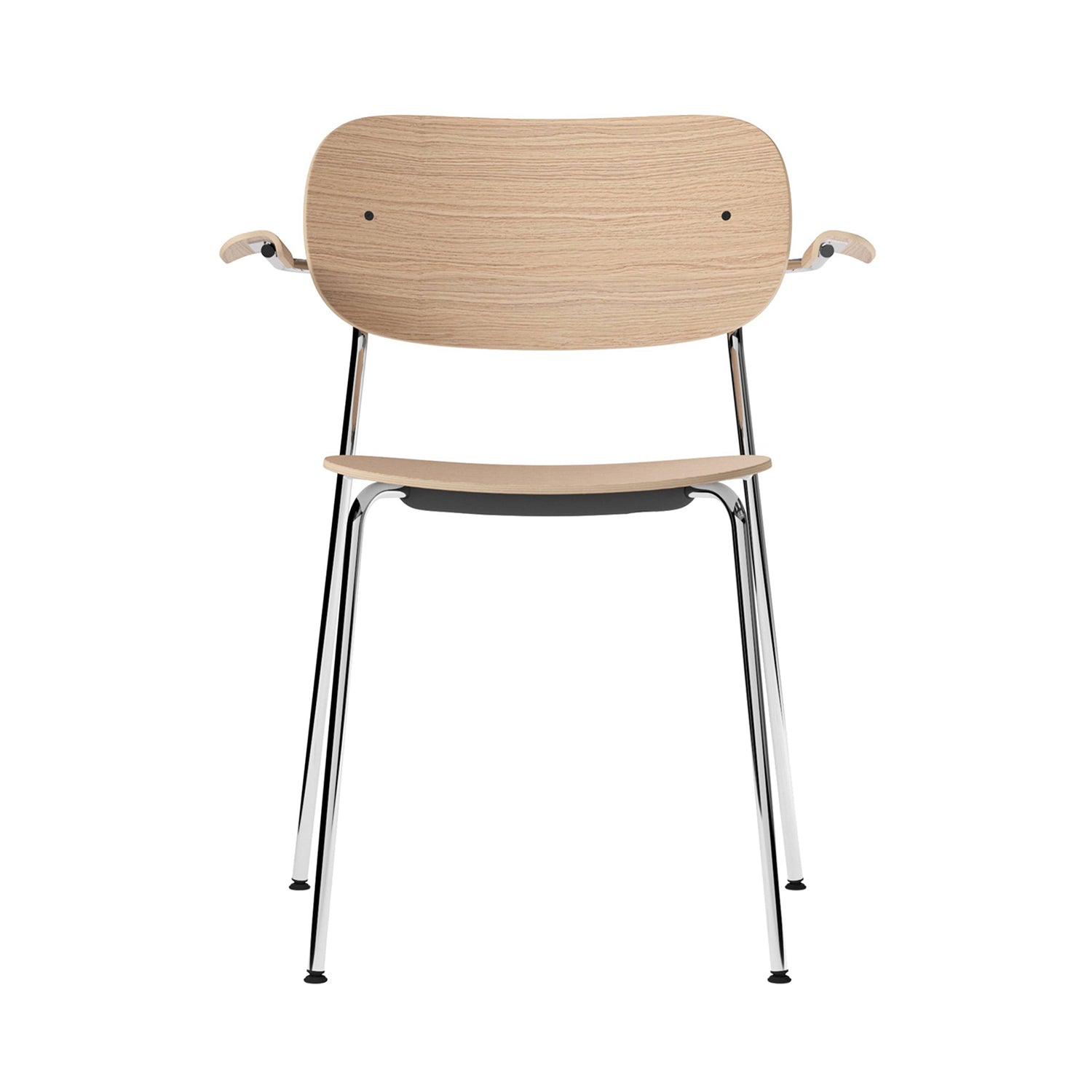 Co Chair with Armrests: Chrome + Natural Oak
