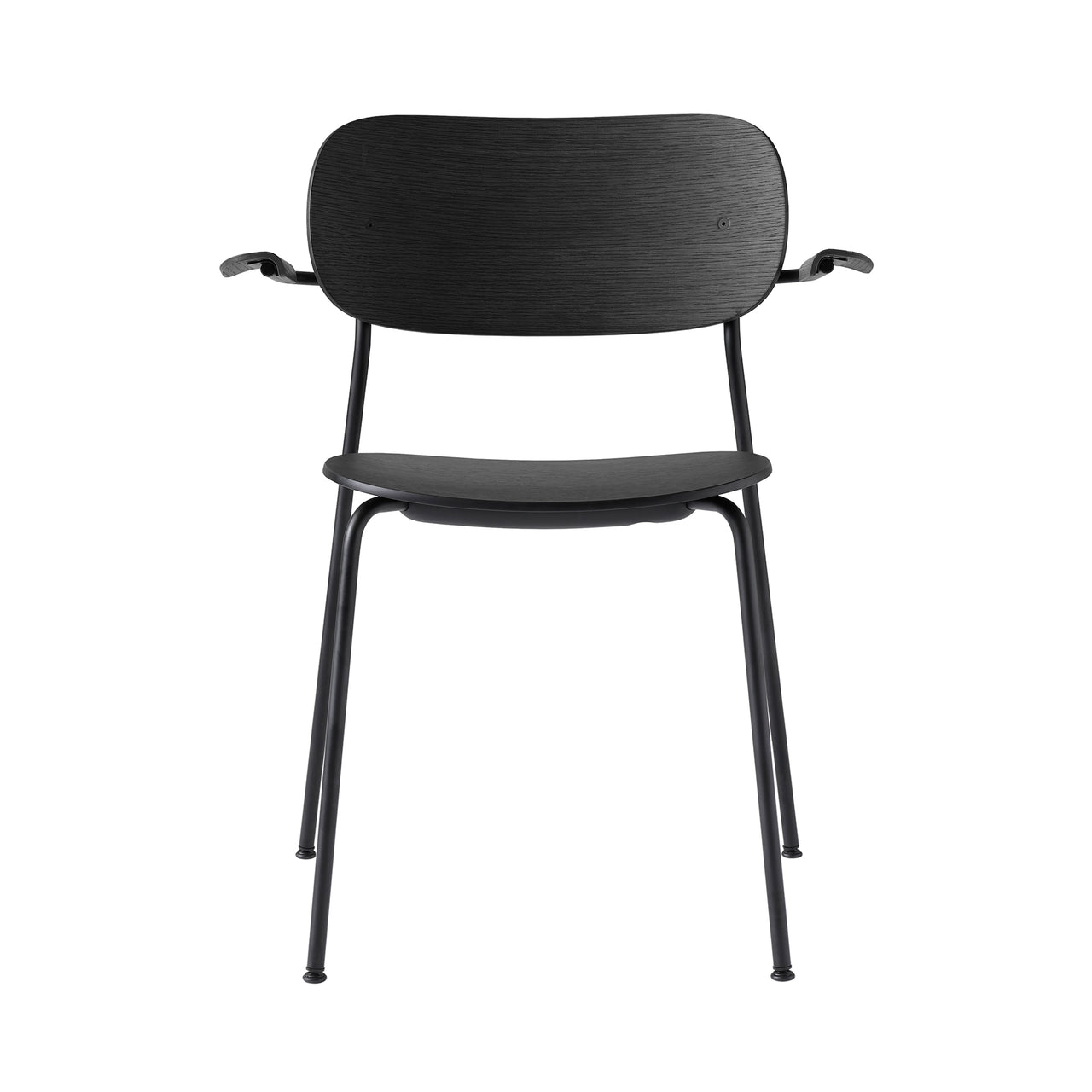Co Chair with Armrests: Black + Black Oak