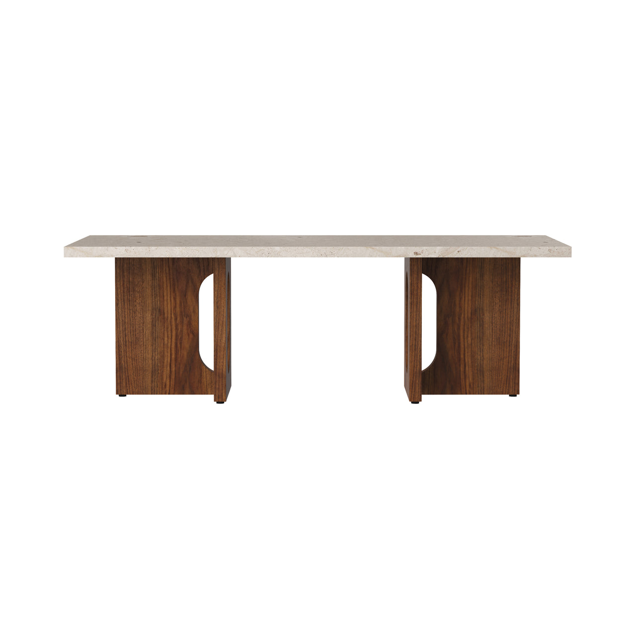 Androgyne Lounge Table: Walnut + Kunis Breccia Sand Marble