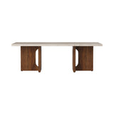 Androgyne Lounge Table: Kunis Breccia Sand Marble + Walnut
