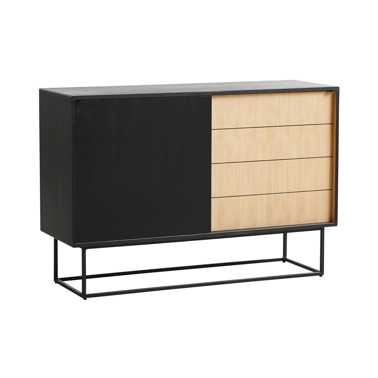 Virka High Sideboard: White Oak Veneer + Black Painted Oak