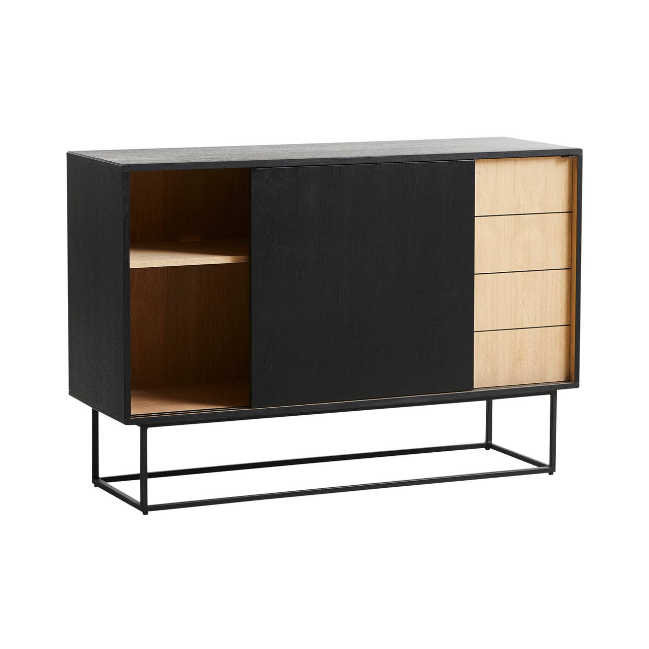 Virka High Sideboard: White Oak Veneer + Black Painted Oak