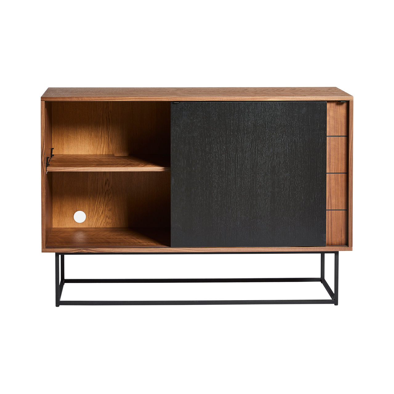 Virka High Sideboard: Walnut Veneer + Black Painted Oak Veneer