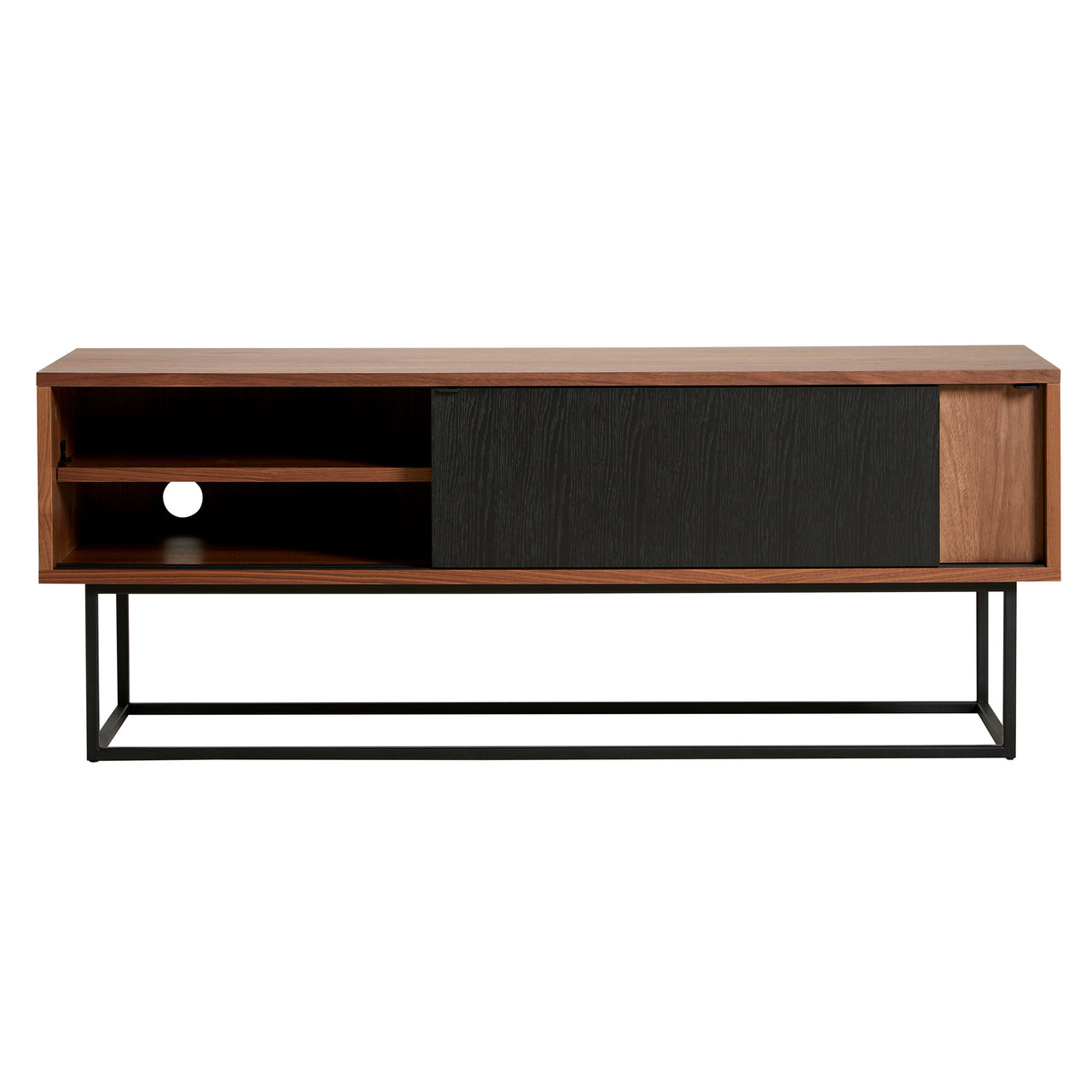 Virka Low Sideboard: Walnut Veneer + Black Painted Oak