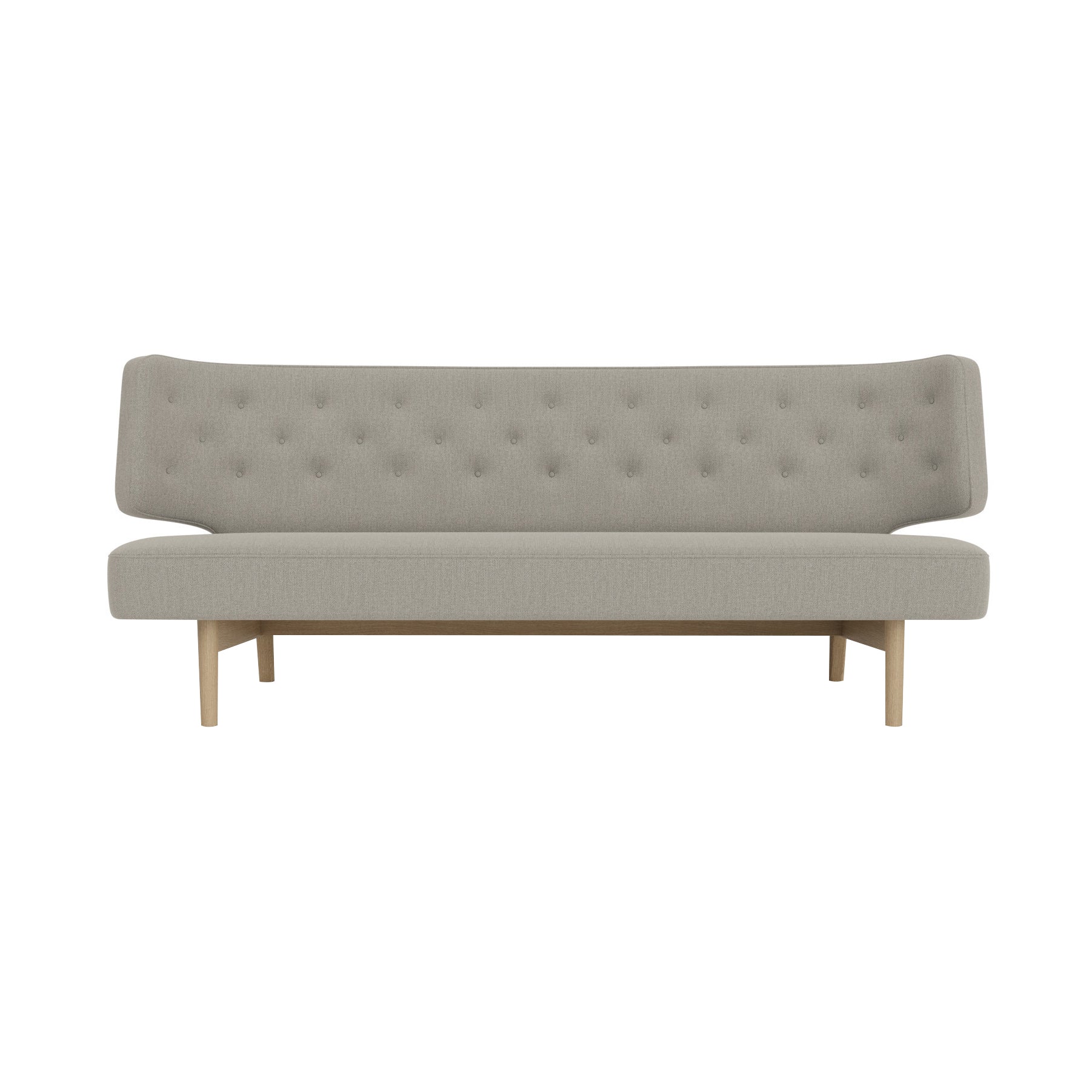Radiohus 2 Seater Sofa: Without Button + Natural Oak + Re-Wool 0218