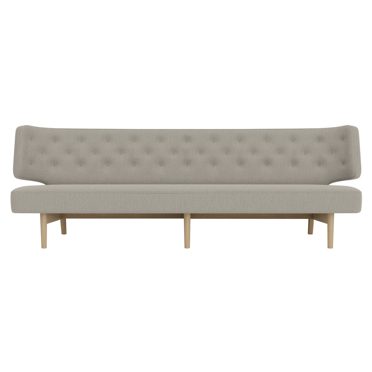 Radiohus 3 Seater Sofa: Without Button + Natural Oak + Re-Wool 0218