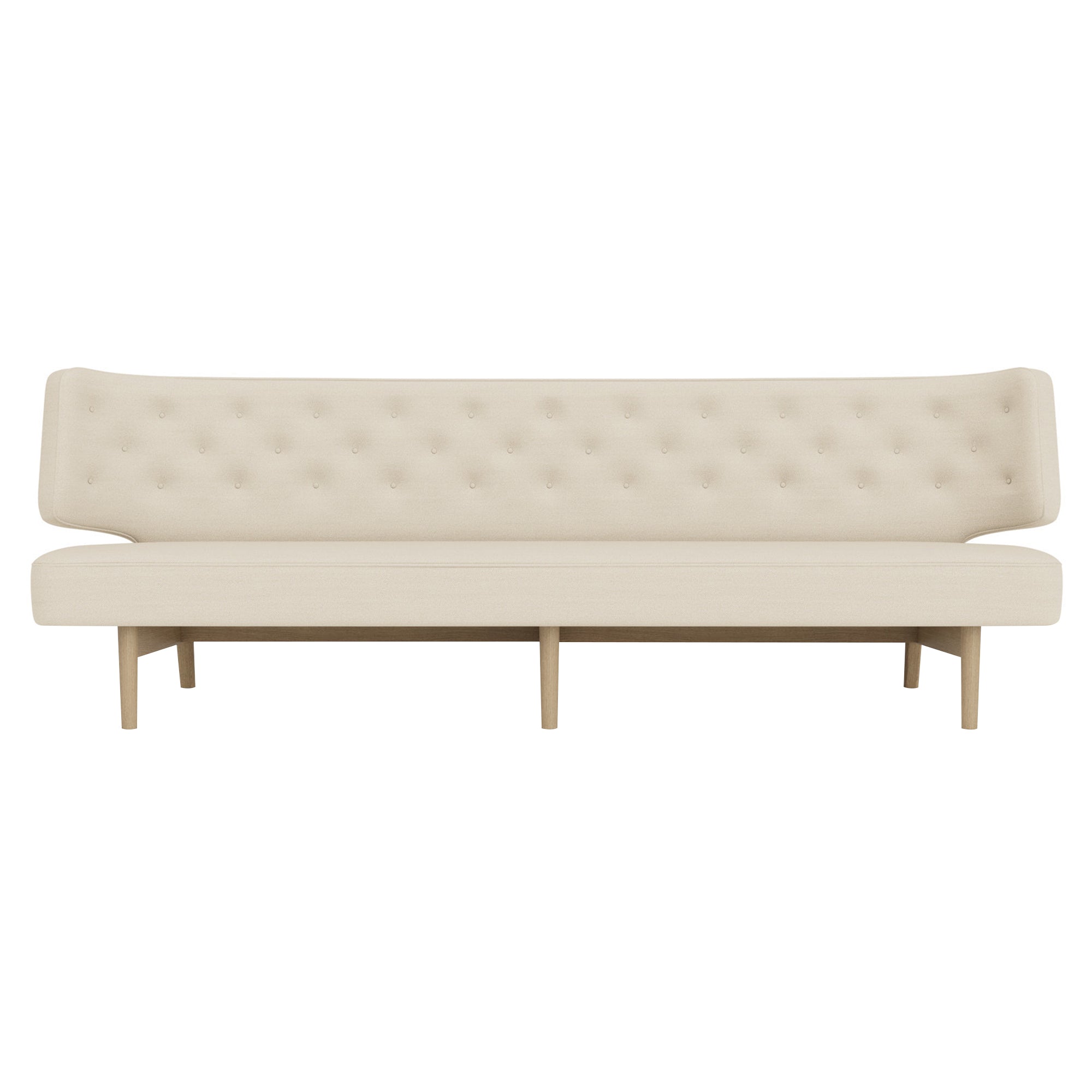 Radiohus 3 Seater Sofa: Without Button + Natural Oak + Hallingdal 65 200