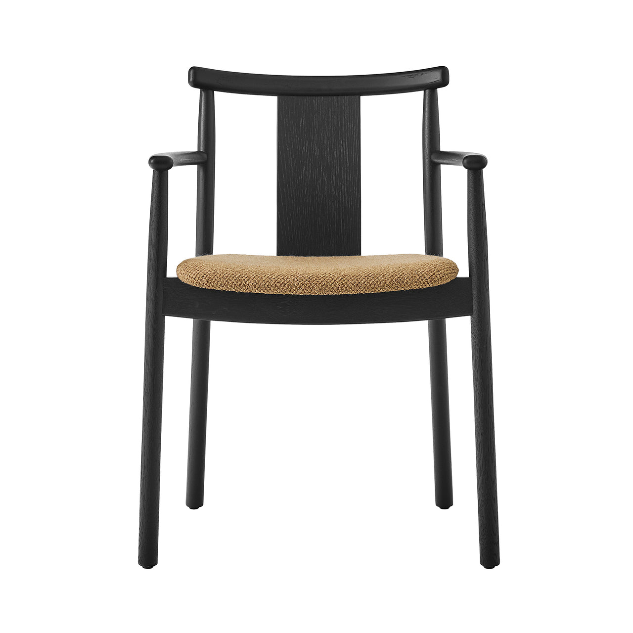 Merkur Dining Chair: Upholstered + With Armrest + Black Oak + Boucle 06
