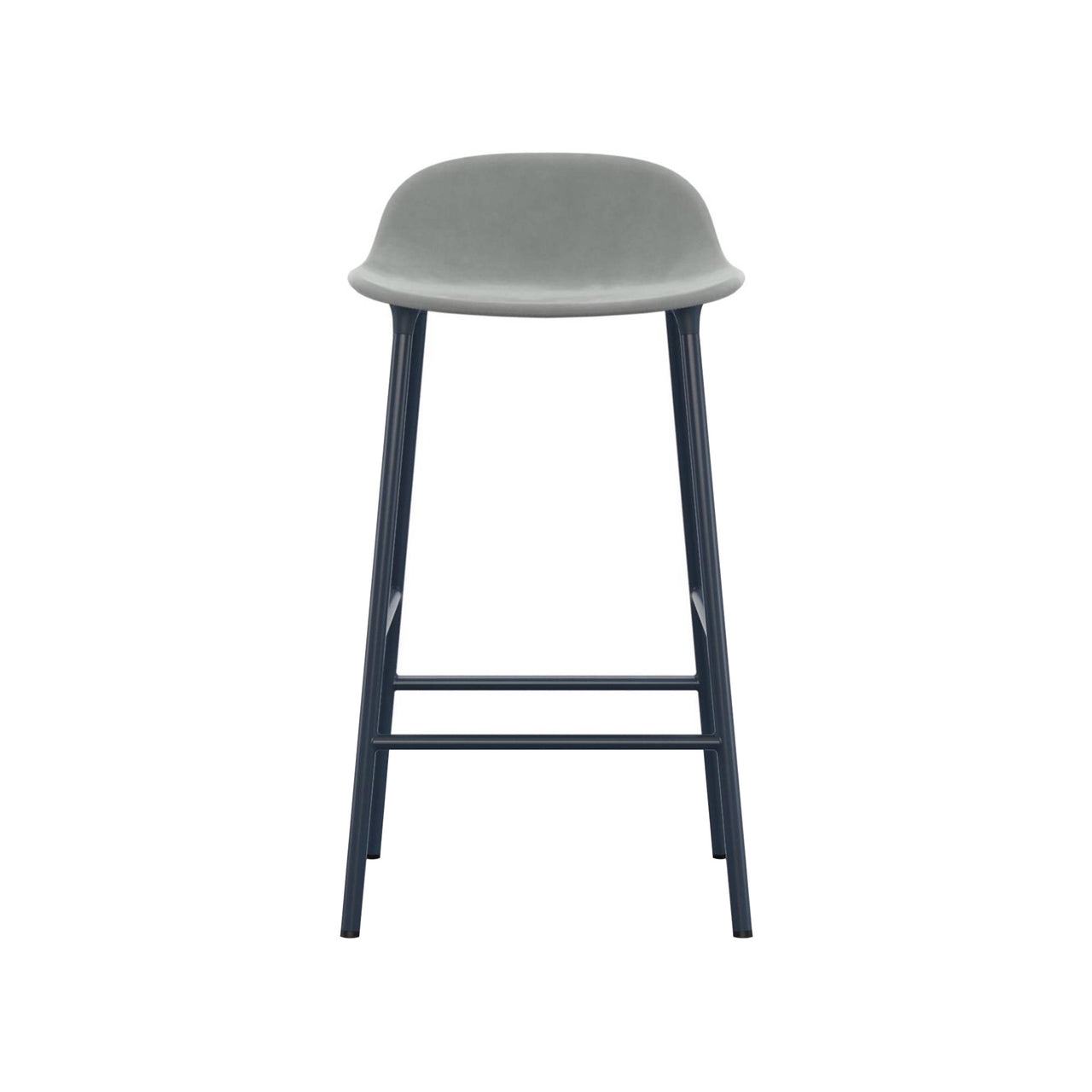 Form Bar + Counter Stool: Steel Base + Upholstered + Counter + Blue