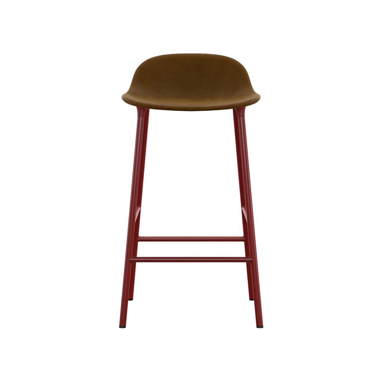 Form Bar + Counter Stool: Steel Base + Upholstered + Counter + Red