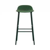 Form Bar + Counter Stool: Steel Base + Upholstered + Bar + Green
