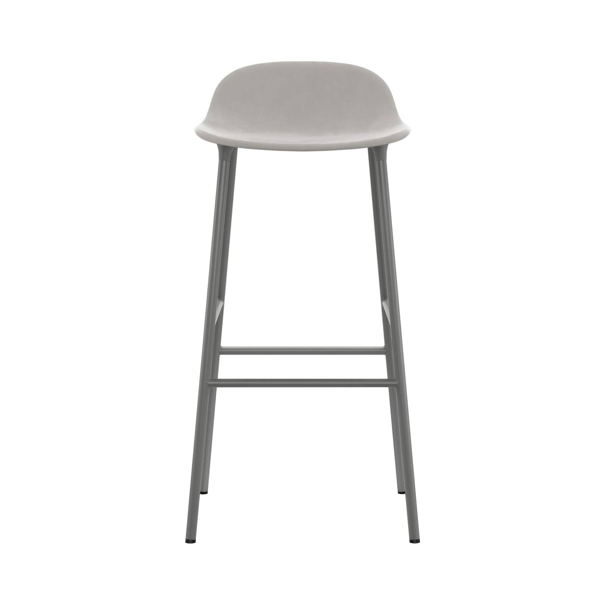 Form Bar + Counter Stool: Steel Base + Upholstered + Bar + Grey