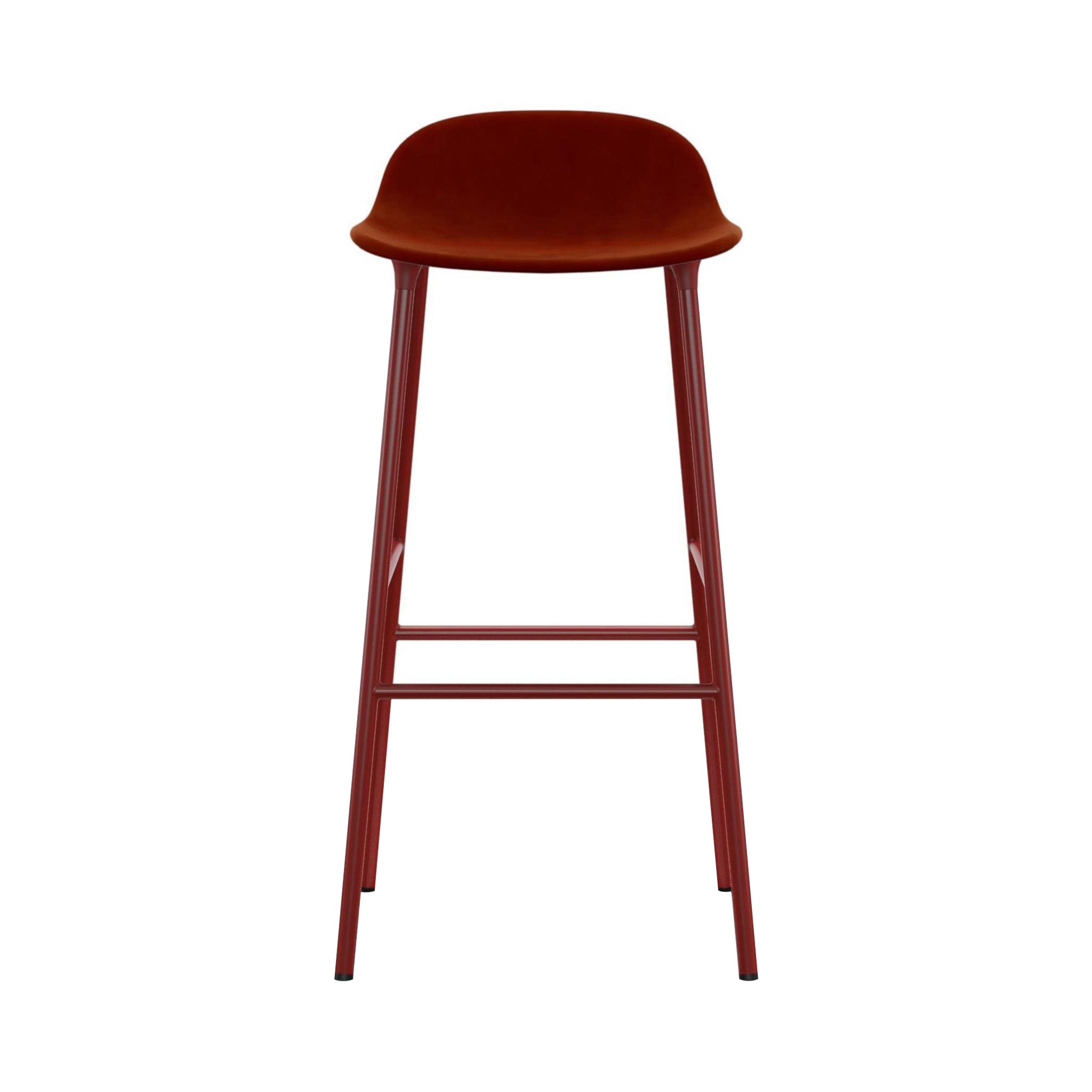 Form Bar + Counter Stool: Steel Base + Upholstered + Bar + Red