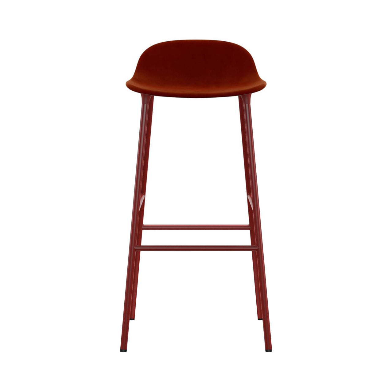 Form Bar + Counter Stool: Steel Base + Upholstered + Bar + Red