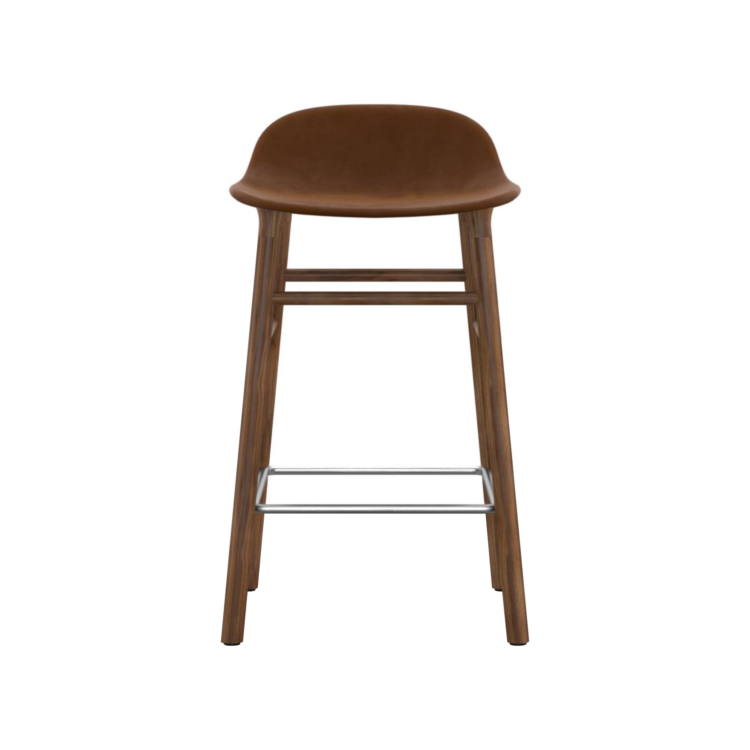 Form Bar + Counter Stool: Walnut Base + Upholstered + Counter