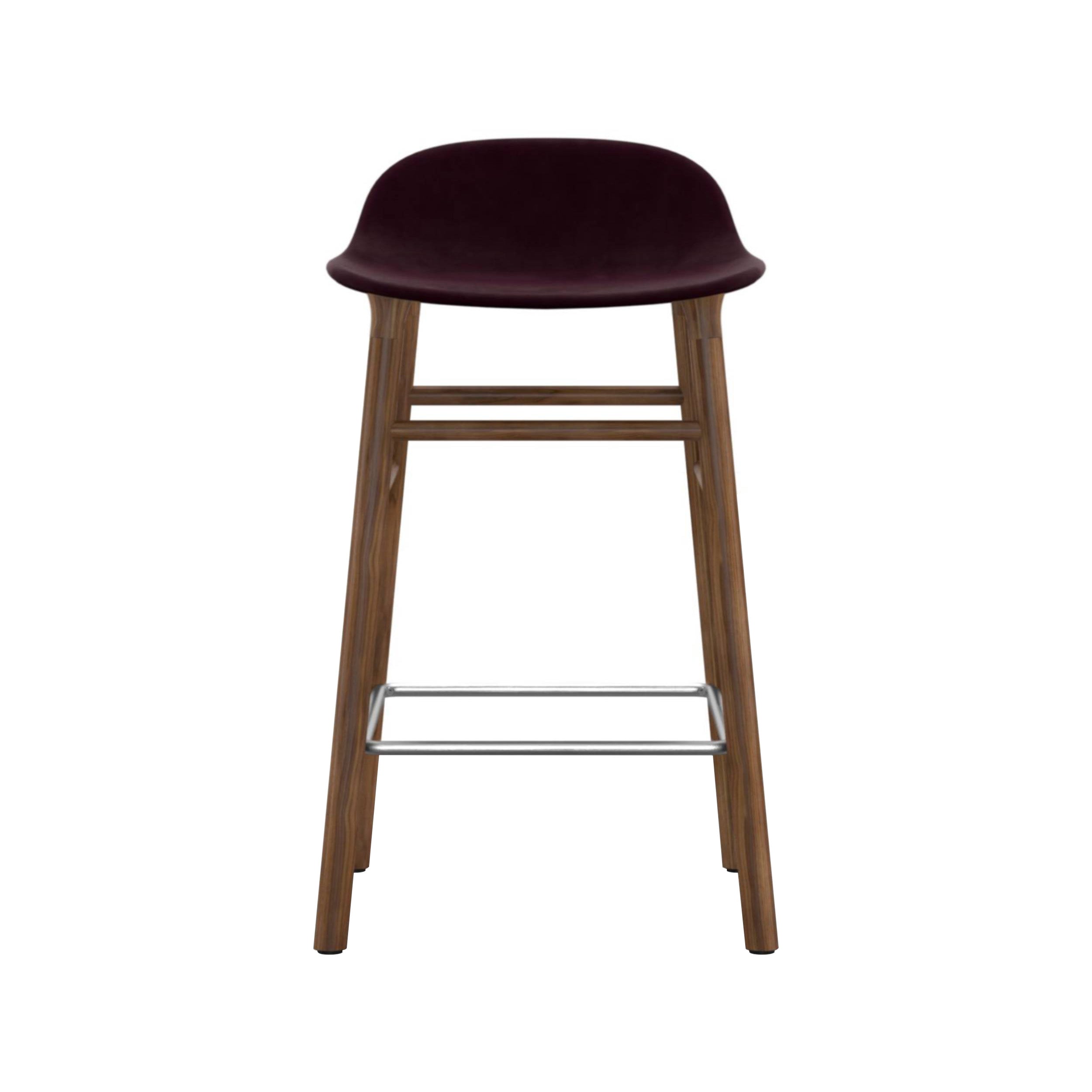 Form Bar + Counter Stool: Walnut Base + Upholstered + Counter