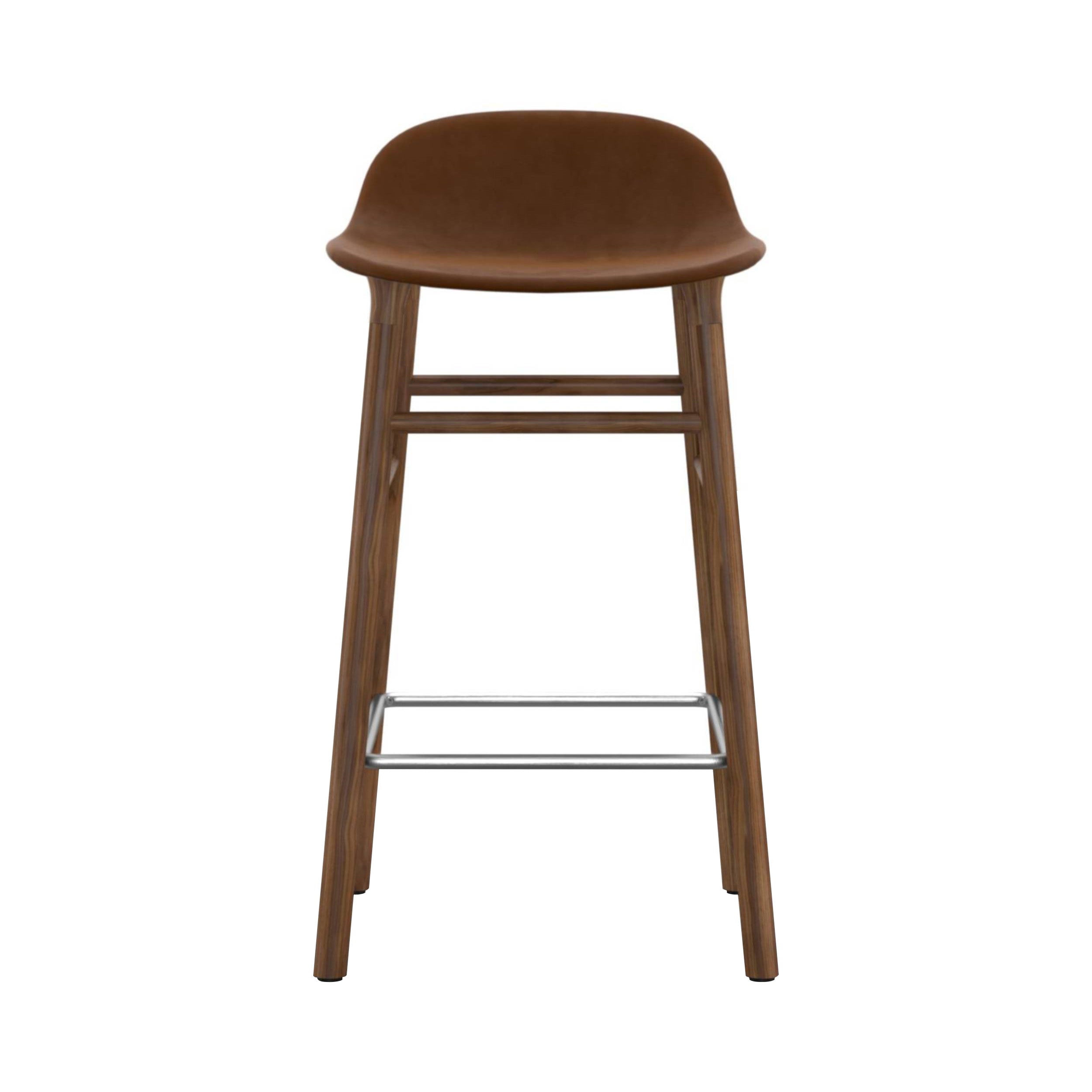 Form Bar + Counter Stool: Walnut Base + Upholstered + Bar