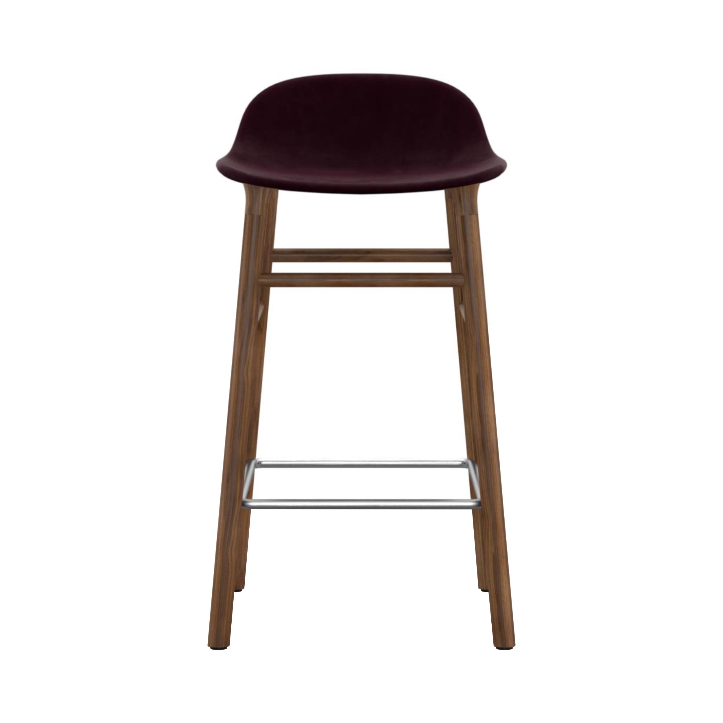 Form Bar + Counter Stool: Walnut Base + Upholstered + Bar