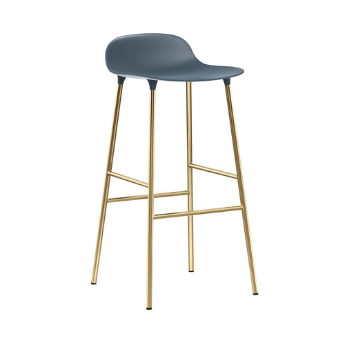 Form Bar + Counter Stool: Brass + Bar + Blue