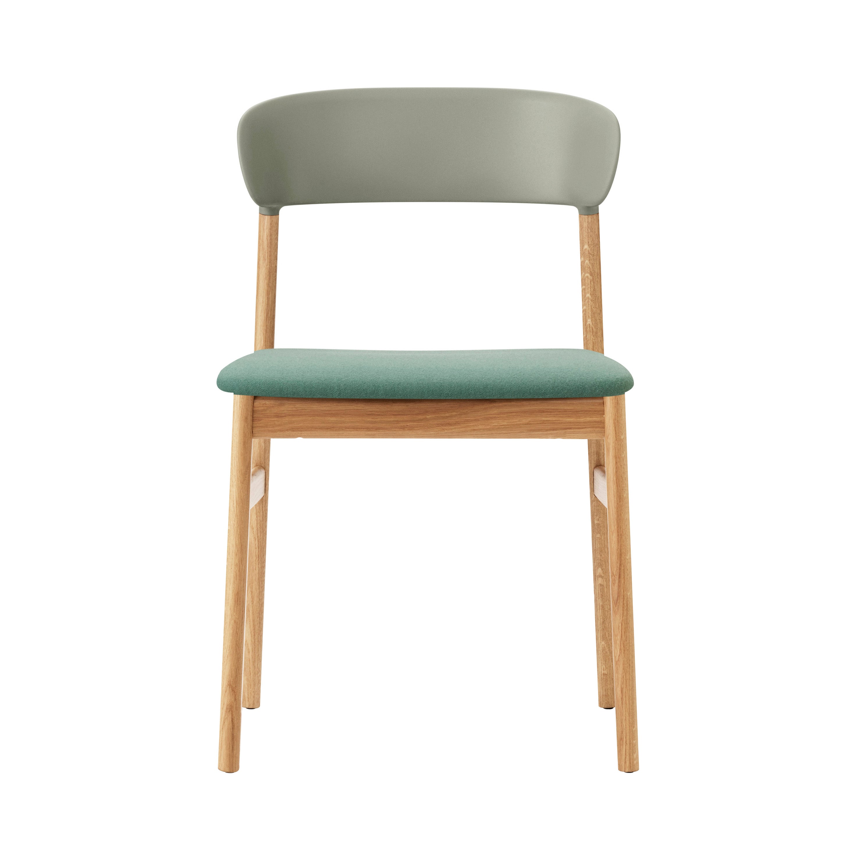 Herit Chair: Upholstered + Oak + Dusty Green + Synergy Dusty Green